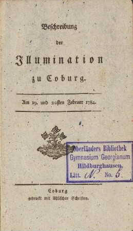 Beschreibung der Illumination zu Coburg