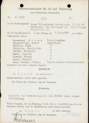 Lösch, Anna Wilhelmine