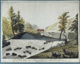 Das Wehr hinter der Buschmühle mit Blick auf die Königsmühle im Plauenschen Grund