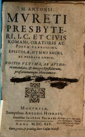 Epistolae, hymni sacri et poemata omnia