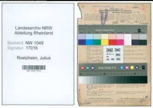 Entnazifizierung Julius Roetzheim , geb. 29.05.1900 (Lehrer)