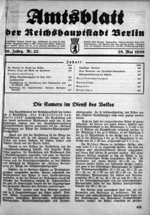 1939,22: Nr. 22, 25. Mai 1939