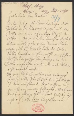 Brief an B. Schott's Söhne : 20.07.1894