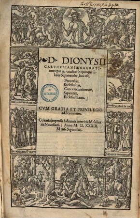 D. Dionysii Carthusiani enarrationes piae ac eruditae in quinque libros sapientiales : hoc est, Proverbia, Ecclesiasten, Canticum canticorum, Sapientiae, Ecclesiasticum ...