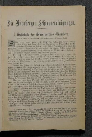 I. Geschichte des Lehrervereins Nürnberg.