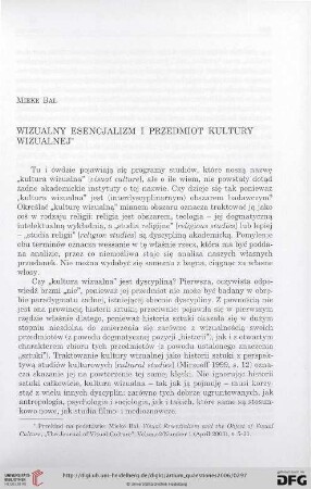 17: Wizualny esencjalizm i przedmiot kultury wizualnej
