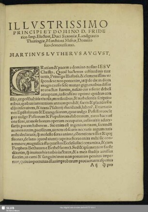 Illustrissimo Principi Et Domino D. Friderico Imp. Electori, Duci Saxoniae, Landgrauio Thuringiae, Marchioni Misnae, Domino suo clementissimo