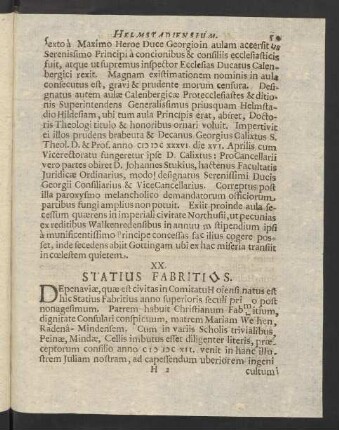 XX. Statius Fabritius.