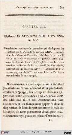 Chapitre VIII: Châteaux du xive siècle et de la Ire moitié du xve