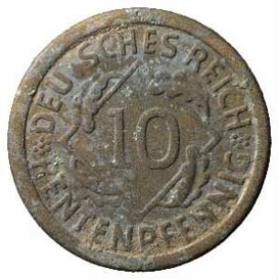 Fundmünze, 10 Rentenpfennig, 1924