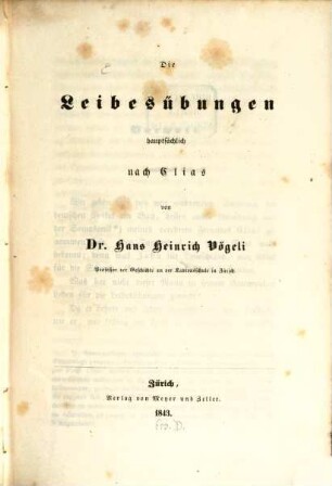 Die Leibesübungen hauptsächlich nach Clias