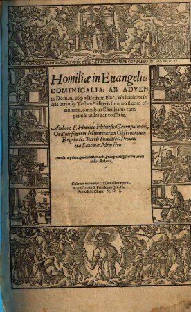 Homiliae in Euangelia Dominicalia, Ab Adventu Domini usq[ue] ad Festum SS. Trinitatis : ex sacris utriusq[ue] Testame[n]ti literis summo studio co[n]cinnatae, omnibus Christianis cum primis utiles & necessariae
