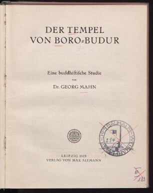 Der Tempel von Boro-Budur : eine buddhistische Studie