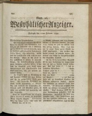 Num. 16. Freitags, den 22ten Februar. 1799