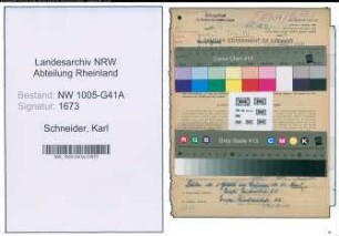 Entnazifizierung Karl Schneider , geb. 21.08.1902 (Bahnassistent)