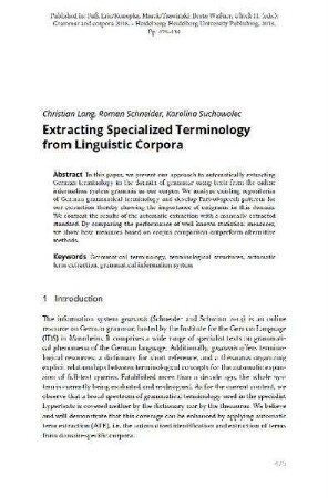 Extracting specialized terminology from linguistic corpora