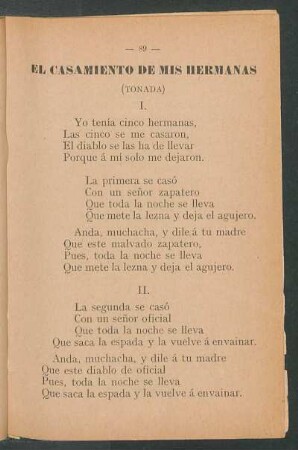 El casamiento de mis hermanas : (Tonada)