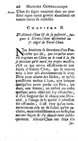 Chapitre III. D'Alänzä-Chan & de sa posterité, à Siüntz-Chan descendant au 7e. Dégré de tatar-Chan