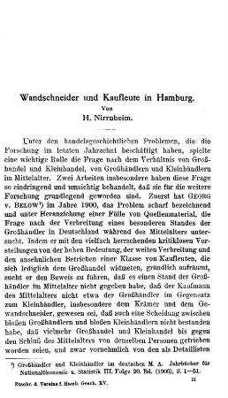Wandschneider und Kaufleute in Hamburg.