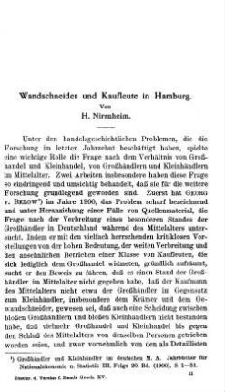 Wandschneider und Kaufleute in Hamburg.