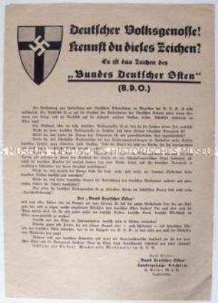 Programmatisches Flugblatt des Bundes Deutscher Osten