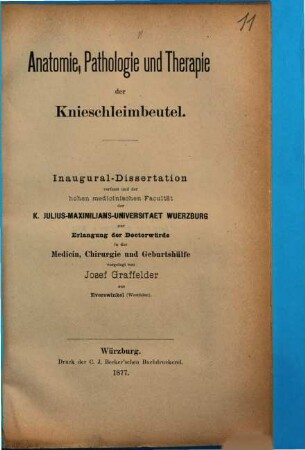 Anatomie, Pathologie und Therapie der Knieschleimbeutel : Inaug.-Diss.