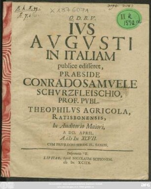 Ius Augusti In Italiam