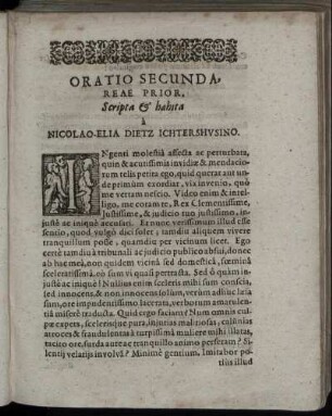 Oratio Secunda, Reae Prior.