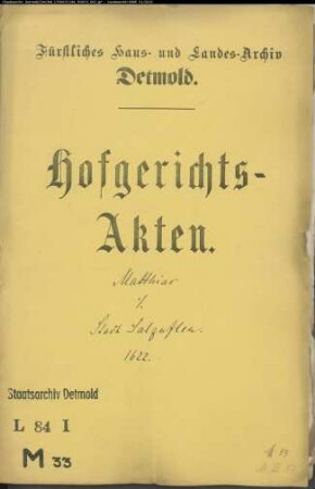 Matthiassen, Hermann zu Salzuflen gegen Stadt Salzuflen - Landwehrgarten