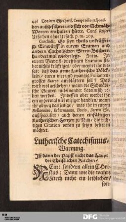Von dem Haupt der Christl. Kirchen.