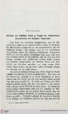 Einleitung: Schicksale der kirchlichen Kunst zu Beginn des Jahrhunderts. Organisierung des kirchlichen Bauwesens