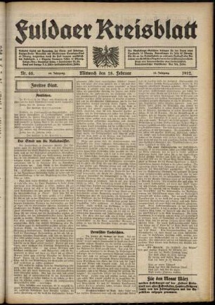 Zweite Ausgabe vom Mittwoch, den 28. Februar 1912.