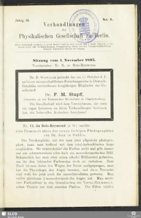 Sitzung vom 1. November 1895
