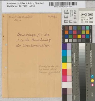 Rheinbrücke Düsseldorf-Neuss [= Südbrücke]. Entwurf. Blatt 1 [Seitenansicht]. [Hein, Lehmann & Co. AG, Düsseldorf-Oberbilk. November 1926]
