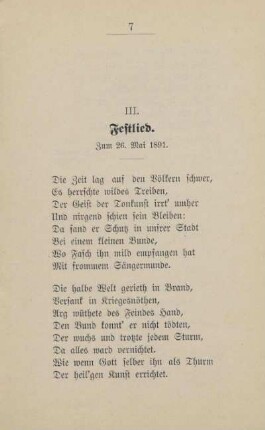 III. Festlied. Zum 26. Mai 1891