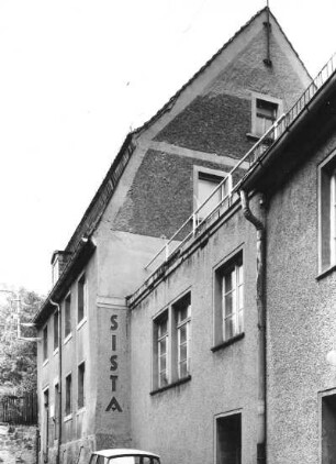 Roßwein, Frongasse 3. Wohnhaus (um 1800). Straßenansicht (Teilansicht)