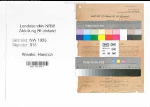 Entnazifizierung Heinrich Wienke , geb. 20.04.1915 (Angestellter)