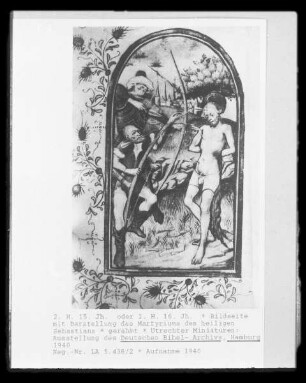 Bildseite mit Darstellung des Martyriums des heiligen Sebastians