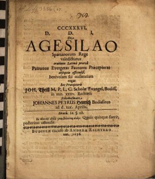 De Agesilao Spartanorum rege