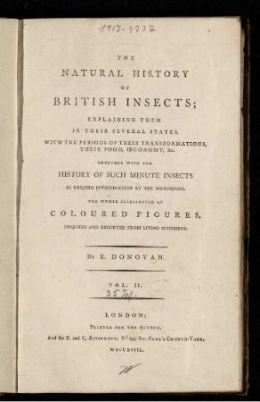 Vol. 2: The Natural History Of British Insects. Vol. II.