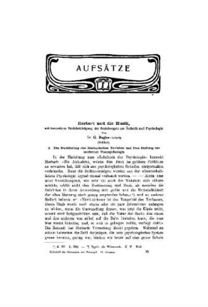 Herbart und die Musik, : mit besonderer Berücksichtigung der Beziehungen zur Ästhetik und Psychologie ; (Schluß)