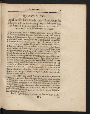Quaestio VIII. Quid de illo baptismo sit dicendum, quando ...