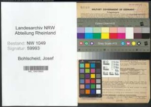 Entnazifizierung Josef Bohlscheid , geb. 09.03.1907 (Schuhmacher)