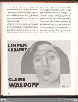 Linden Cabaret. Claire Waldoff