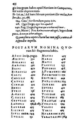 Poetarvm Nomina Qvorum hîc fragmenta habes.