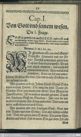 Cap. I. Von Gott und seinem wesen