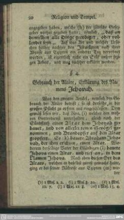 §. 4. Gebrauch der Altäre, Erklärung des Namens Jehovah