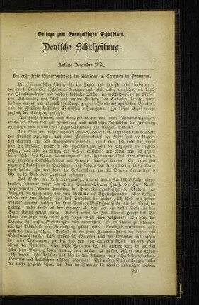 ¬Die¬ erste freie Lehrerconferenz im Seminar zu Cammin in Pommern