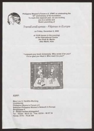10-jähriges Jubiläum Philippine Women's Forum e. V.: TansEuroExpress - Filipinas in Europe
