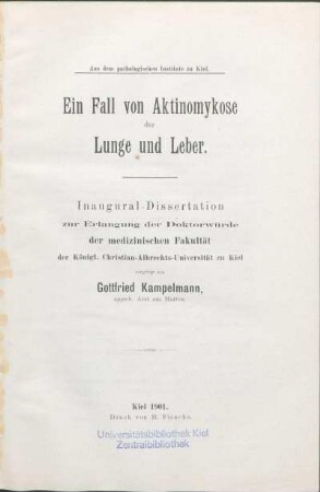 Ein Fall von Aktinomykose der Lunge und Leber